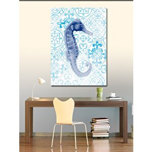 Kanvas Tablo Deniz Atı Ve Mavi Motifler 70x100 cm