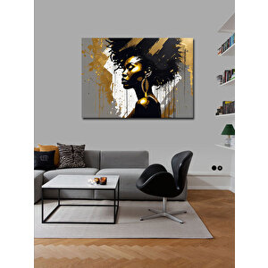 Kanvas Tablo Siyah Beyaz Afrikalı Kadın 100x140 cm