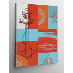 Kanvas Tablo Gemi Çapası Ve Denizci Düğümü 70x100 cm