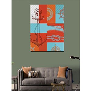 Kanvas Tablo Gemi Çapası Ve Denizci Düğümü 70x100 cm