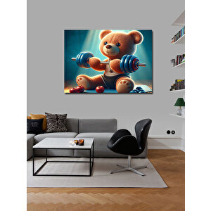 Kanvas Tablo Dambıl Kaldıran Sevimli Ayı 70x100 cm