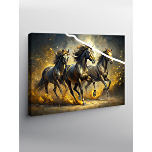 Kanvas Tablo Koşan Siyah Atlar 70x100 cm