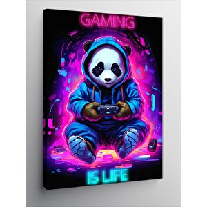 Kanvas Tablo Konsol Oynayan Panda