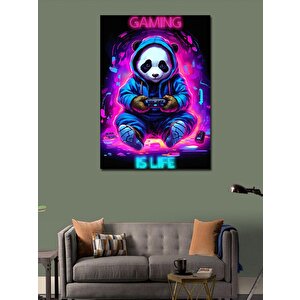 Kanvas Tablo Konsol Oynayan Panda