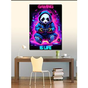 Kanvas Tablo Konsol Oynayan Panda