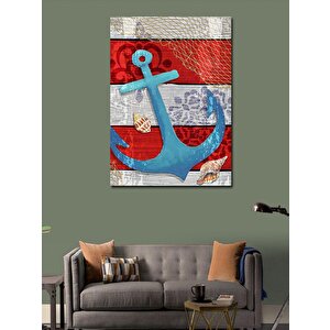 Kanvas Tablo Denizci Çapası Ve Ağ 70x100 cm