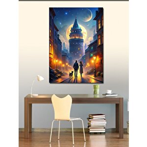 Kanvas Tablo Ay Ve Galata Kulesi 70x100 cm