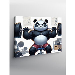 Kanvas Tablo Ağırlık Kaldıran Panda Gym Temalı
