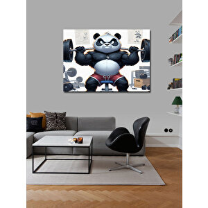 Kanvas Tablo Ağırlık Kaldıran Panda Gym Temalı