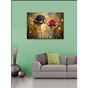 Kanvas Tablo Siyah Kırmızı Karanfiller 70x100 cm