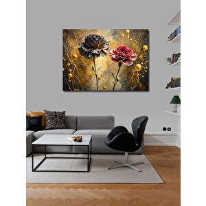 Kanvas Tablo Siyah Kırmızı Karanfiller 70x100 cm