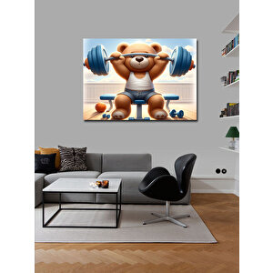 Kanvas Tablo Ağırlık Kaldıran Sevimli Panda 100x140 cm