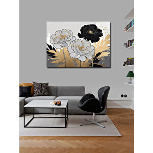 Kanvas Tablo Siyah Beyaz Karanfiller 100x140 cm
