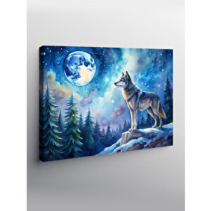 Kanvas Tablo Bozkurt Ve Ay 100x140 cm