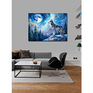 Kanvas Tablo Bozkurt Ve Ay 100x140 cm