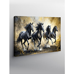 Kanvas Tablo Koşan Siyah Atlar 70x100 cm