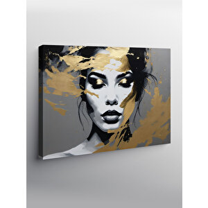 Kanvas Tablo Siyah Beyaz Kadın Resmi 70x100 cm