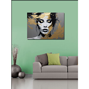 Kanvas Tablo Siyah Beyaz Kadın Resmi 70x100 cm
