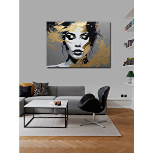 Kanvas Tablo Siyah Beyaz Kadın Resmi 70x100 cm