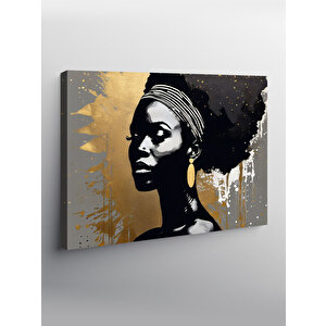 Kanvas Tablo Siyah Beyaz Afrikalı Kadın 100x140 cm