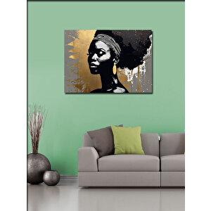 Kanvas Tablo Siyah Beyaz Afrikalı Kadın 100x140 cm