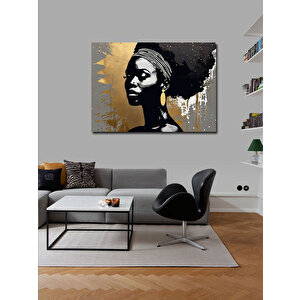 Kanvas Tablo Siyah Beyaz Afrikalı Kadın 100x140 cm