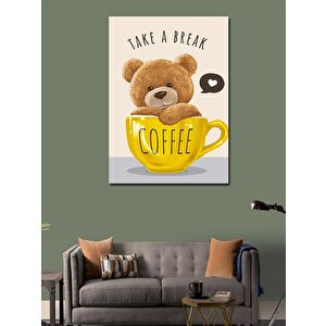 Kanvas Tablo Fincandaki Peluş Ayı 70x100 cm