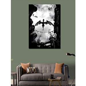 Kanvas Tablo Kasabaya Saldıran Ejderha 70x100 cm