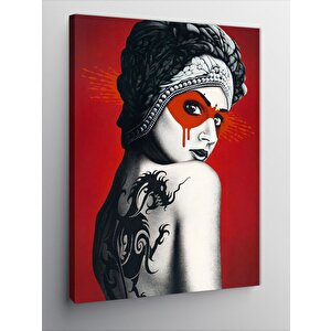 Kanvas Tablo Ejderha Dövmeli Kadın 70x100 cm