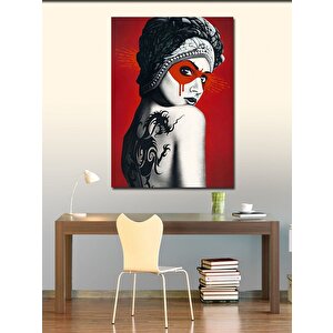 Kanvas Tablo Ejderha Dövmeli Kadın 70x100 cm