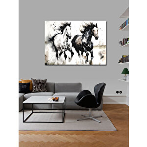 Kanvas Tablo Siyah Ve Beyaz At 70x100 cm