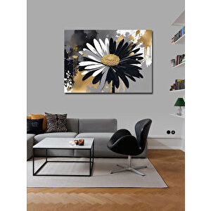 Kanvas Tablo Siyah Beyaz Kasımpatı 100x140 cm