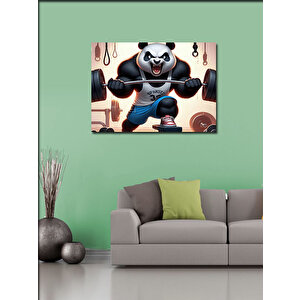 Kanvas Tablo Dambıl Kaldıran Panda 100x140 cm