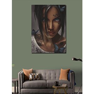 Kanvas Tablo Kelebekler Ve Dövmeli Kadın 70x100 cm