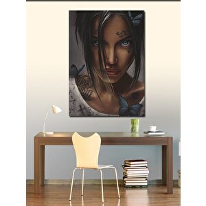 Kanvas Tablo Kelebekler Ve Dövmeli Kadın 70x100 cm