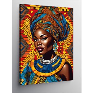 Kanvas Tablo Afrikalı Kadın Ve Desenler 100x140 cm