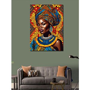 Kanvas Tablo Afrikalı Kadın Ve Desenler 100x140 cm