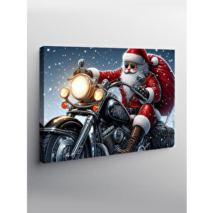 Kanvas Tablo Chopper Motor Süren Noel Baba