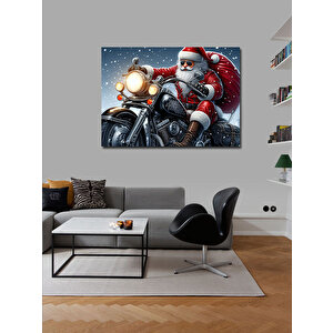 Kanvas Tablo Chopper Motor Süren Noel Baba