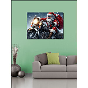 Kanvas Tablo Chopper Motor Süren Noel Baba