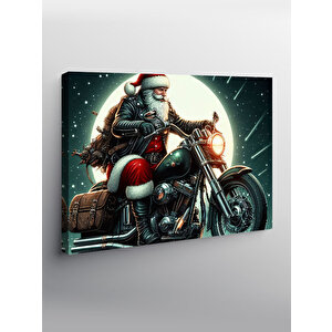 Kanvas Tablo Chopper Motor Süren Noel Baba