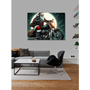 Kanvas Tablo Chopper Motor Süren Noel Baba