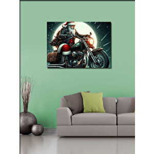 Kanvas Tablo Chopper Motor Süren Noel Baba