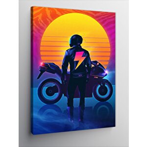 Kanvas Tablo Motorcu Temalı