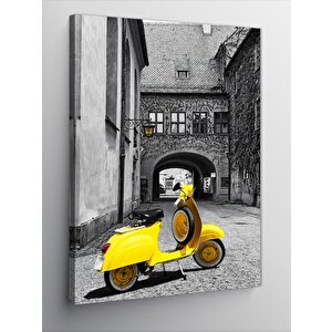 Kanvas Tablo Sarı Vespa Scooter 100x140 cm