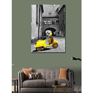 Kanvas Tablo Sarı Vespa Scooter 100x140 cm