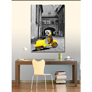 Kanvas Tablo Sarı Vespa Scooter 100x140 cm