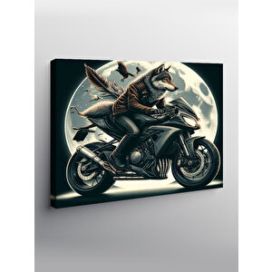 Kanvas Tablo Spor Motor Süren Kurt Ve Kartallar 100x140 cm