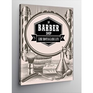 Kanvas Tablo Berber Dükkanı Temalı