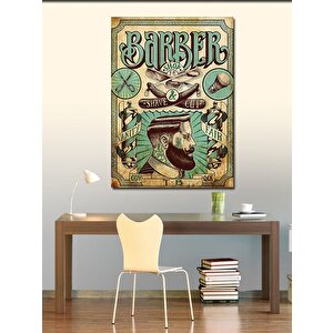 Kanvas Tablo Berber Dükkanı Temalı 100x140 cm